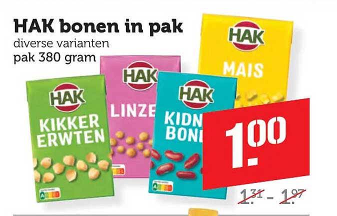 HAK bonen in pak diverse varianten pak 380 gram