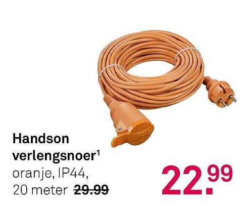 Handson verlengsnoer, oranje, IP44, 20 meter