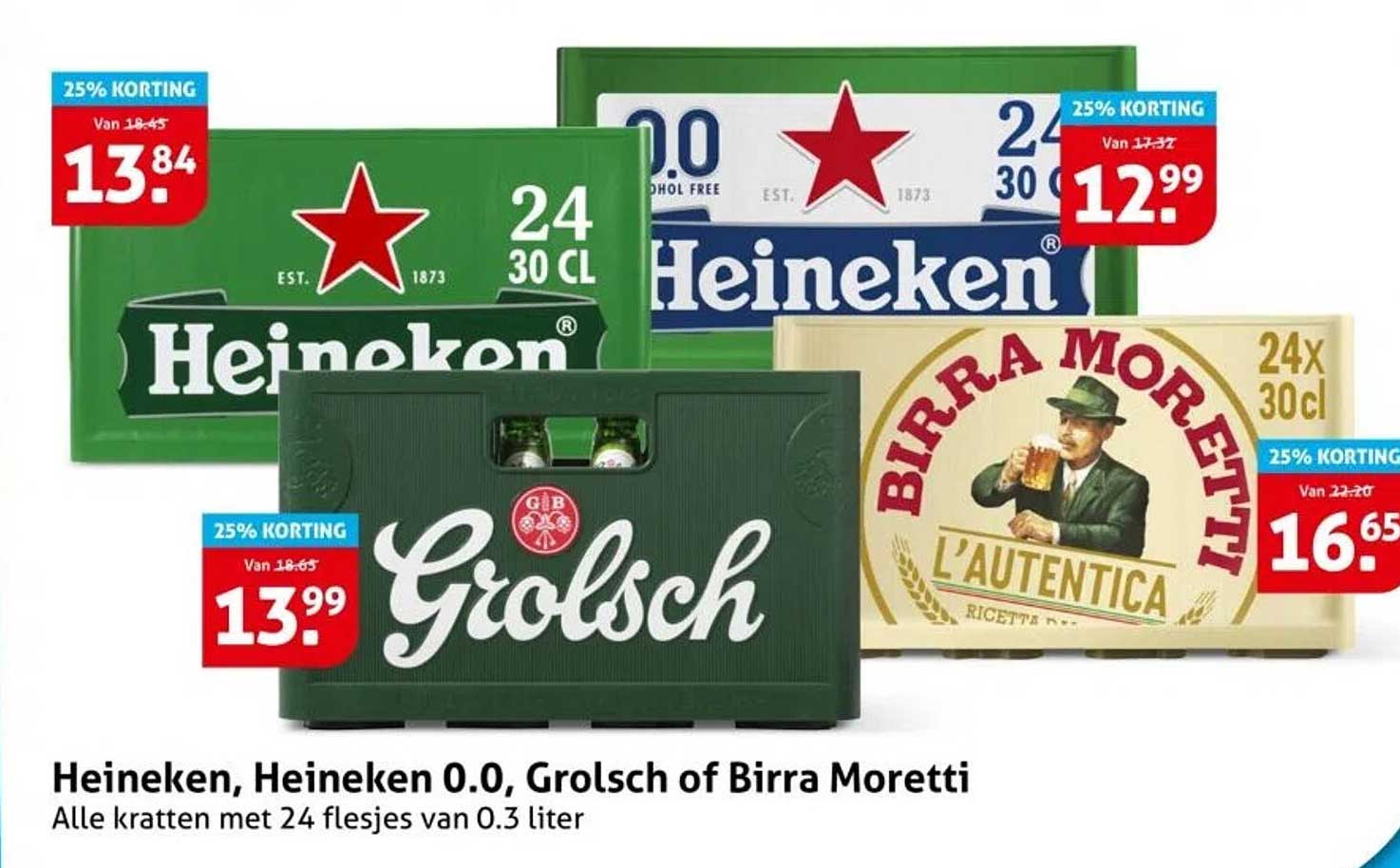 Heineken, Heineken 0.0, Grolsch of Birra Moretti