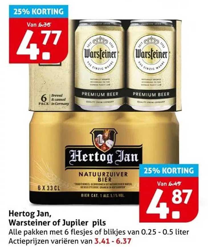 Hertog Jan, Warsteiner of Jupiler pils