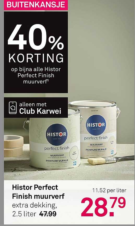 Histor Perfect Finish muurverf extra dekking, 2.5 liter