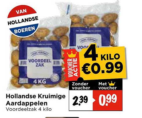 Hollandse Kruimige Aardappelen Voordeelzak 4 kilo