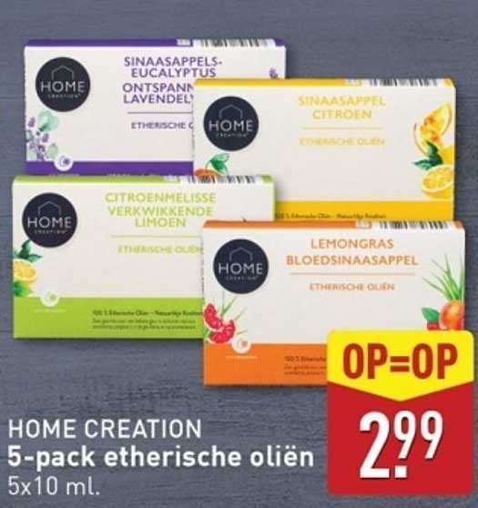 HOME CREATION 5-pack etherische oliën 5x10 ml.