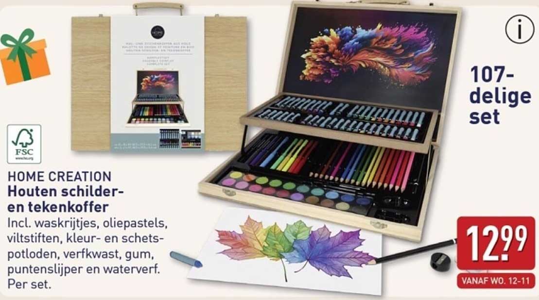 HOME CREATION Houten schilder- en tekendoos