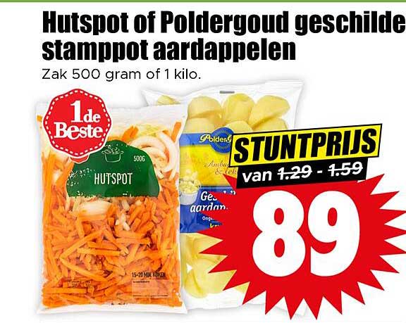 Hutspot of Poldergoud geschilde stamppot aardappelen