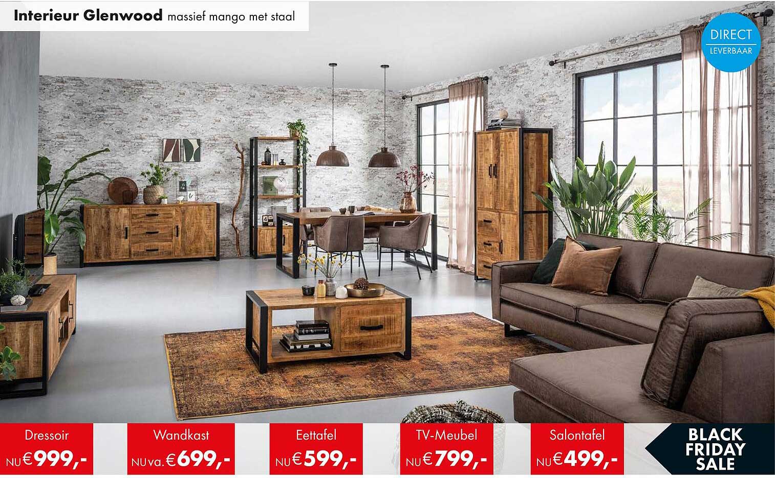 Interieur Glenwood massief mango met staal