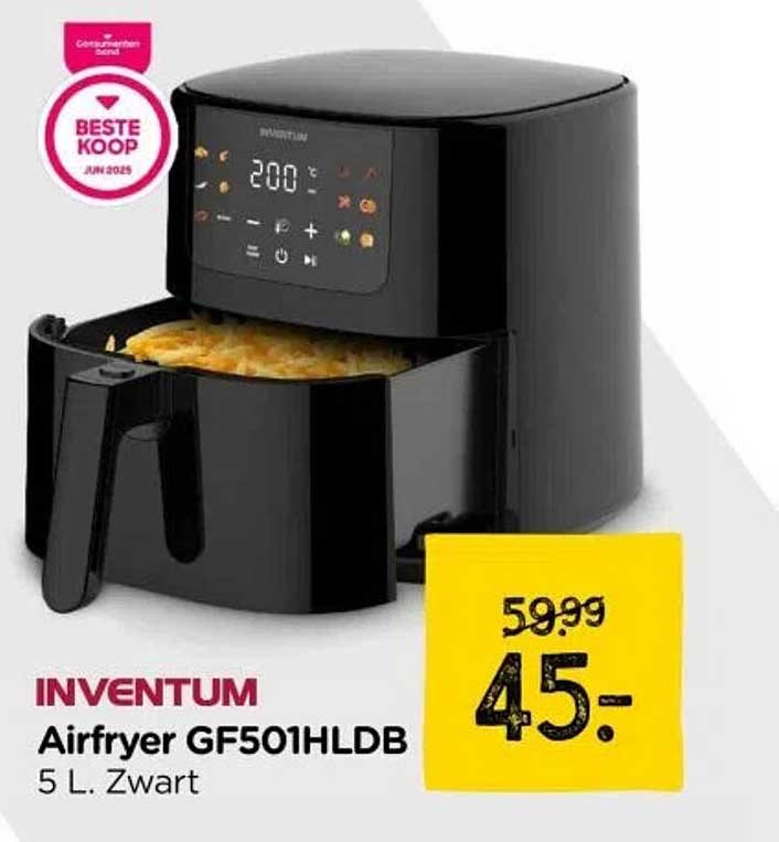 Inventum Airfryer GF501HLDB 5 L. Zwart