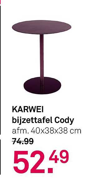 KARWEI bijzettafel Cody afm. 40x38x38 cm
