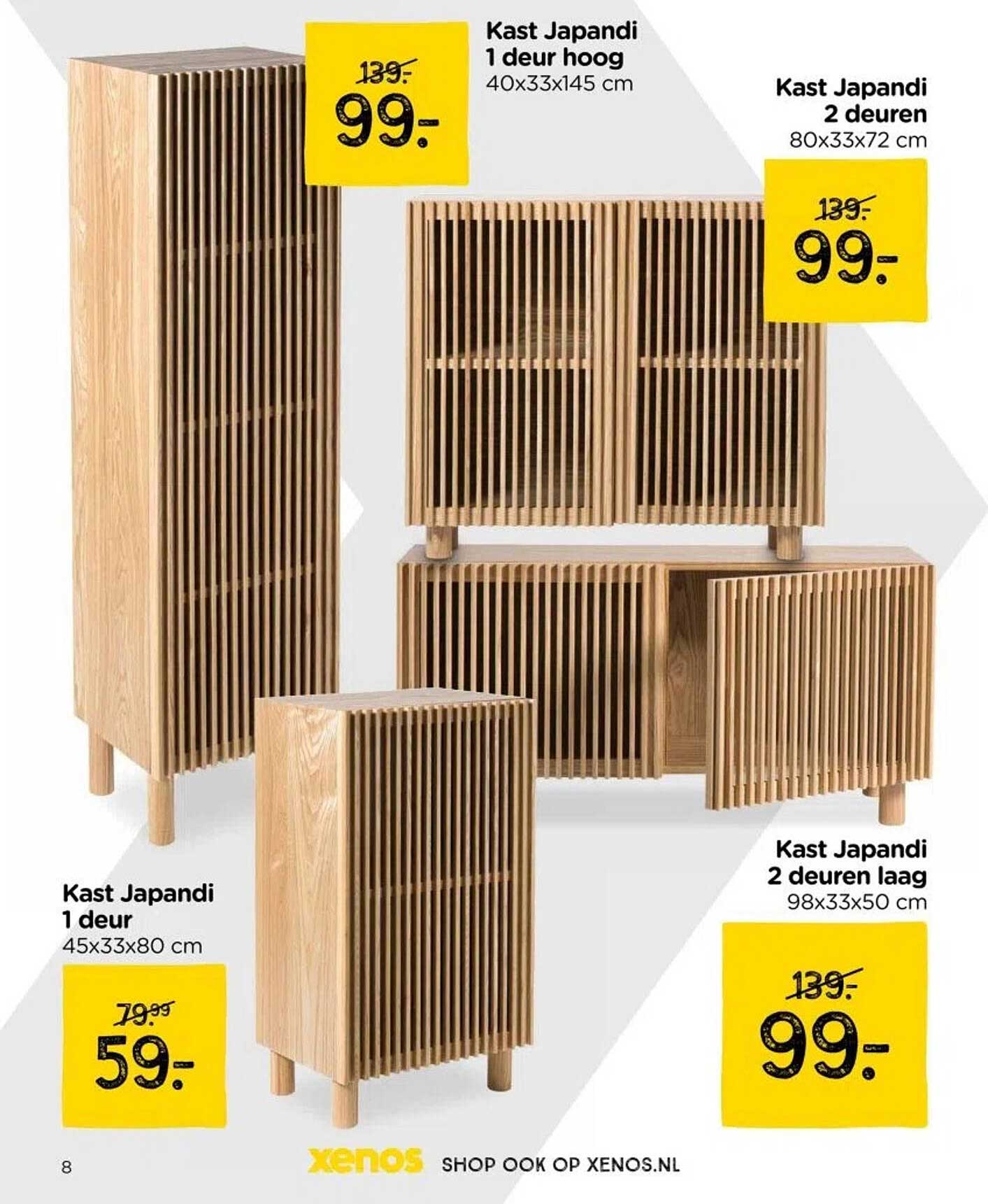 Kast Japandi 1 deur hoog