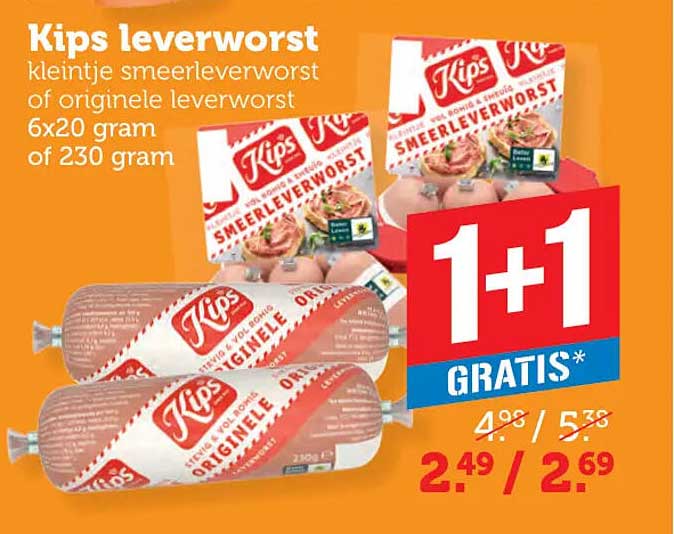 Kips leverworst kleintje smeerleverworst of originele leverworst 6x20 gram of 230 gram