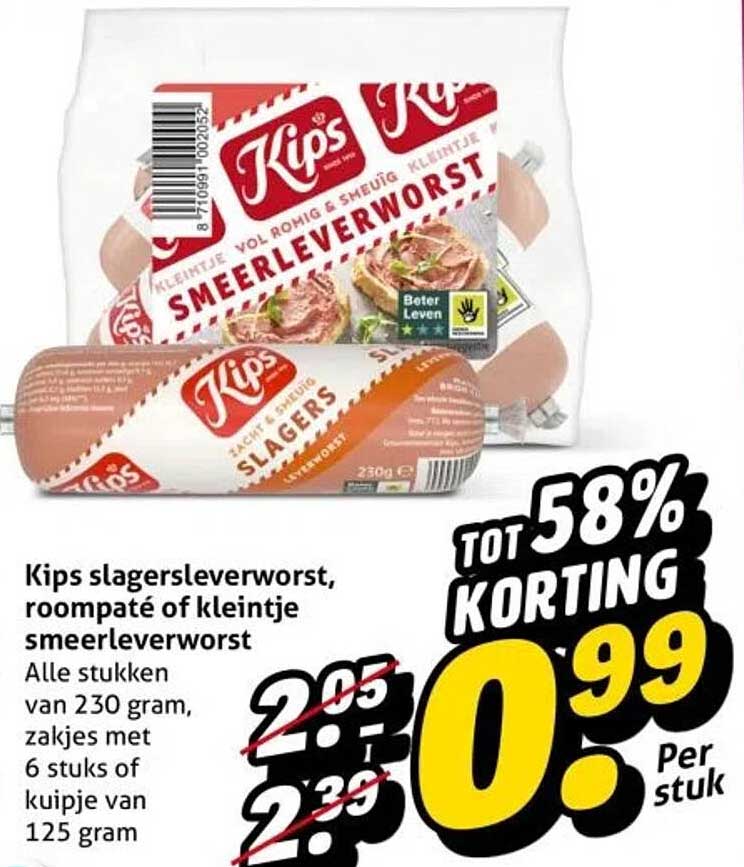 Kips slagersleverworst, roompaté of kleintje smeerleverworst