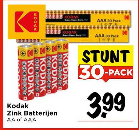 Kodak Zink Batterijen AA of AAA 30-Pack