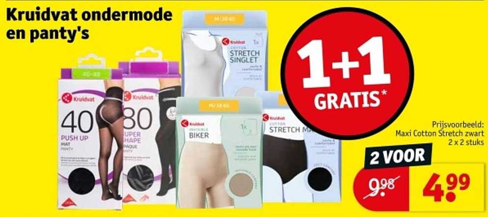 Kruidvat ondermode en panty's 1+1 GRATIS