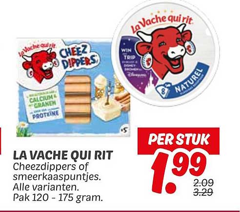 LA VACHE QUI RIT Cheezdippers of smeerkaaspuntjes. Alle varianten.