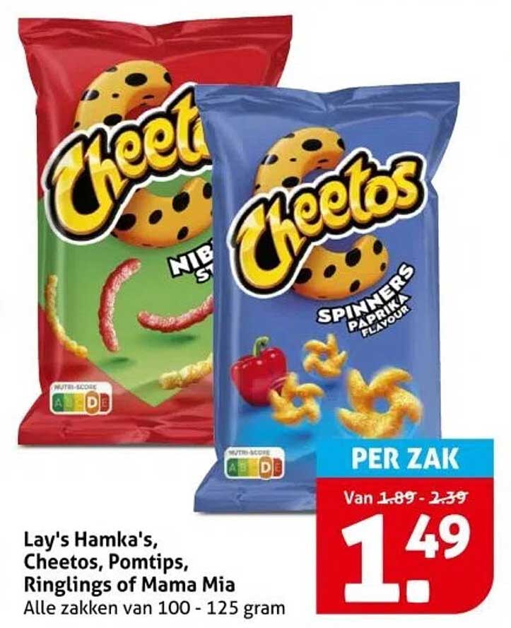 Lay's Hamka's, Cheetos, Pomtips, Ringlings of Mama Mia
