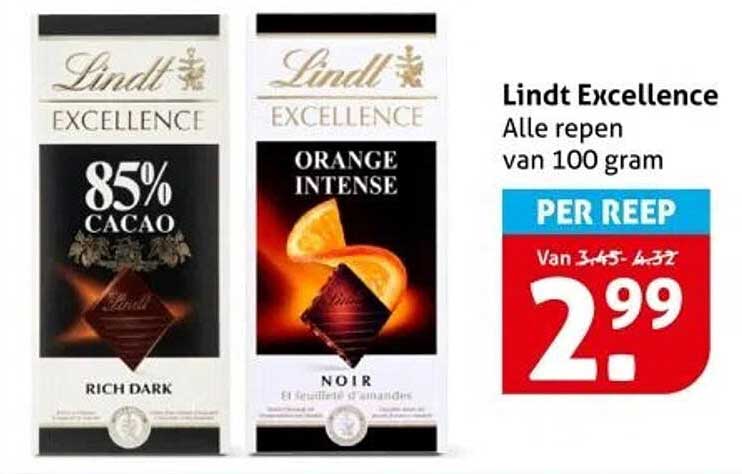 Lindt Excellence Alle repen van 100 gram