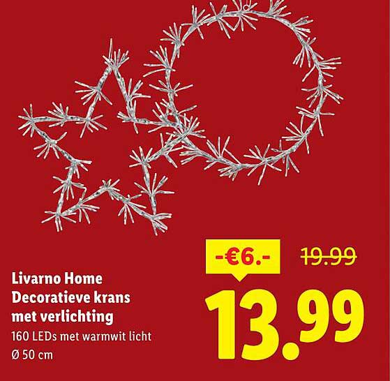 Livorno Home Decoratieve krans met verlichting