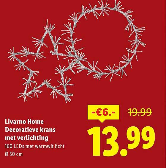 Livorno Home Decoratieve krans met verlichting