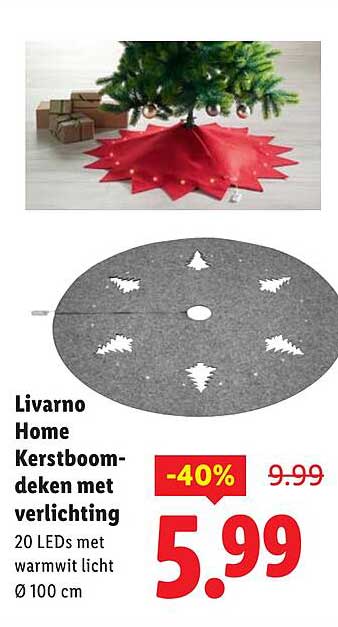 Livorno Home Kerstboomdeken met verlichting