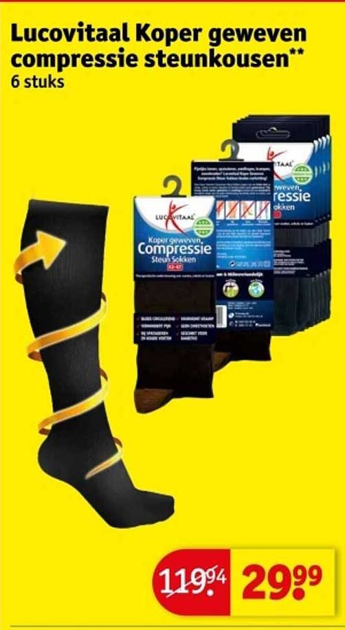Lucovitaal Koper geweven compressie steunkousen** 6 stuks