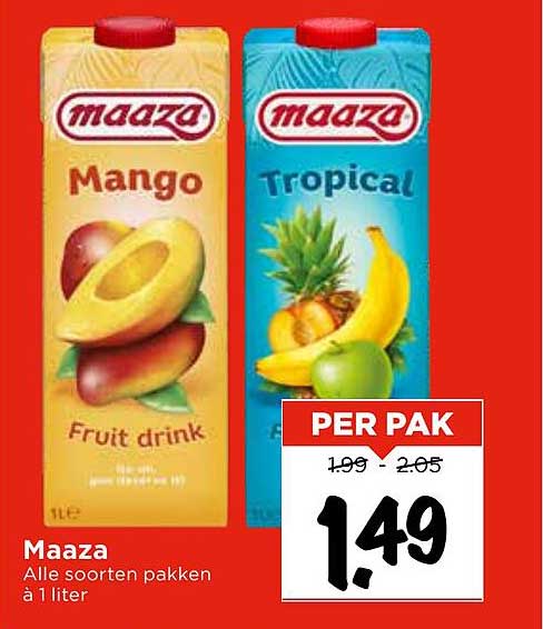 Maaza Fruit drink 1 liter - Alle soorten