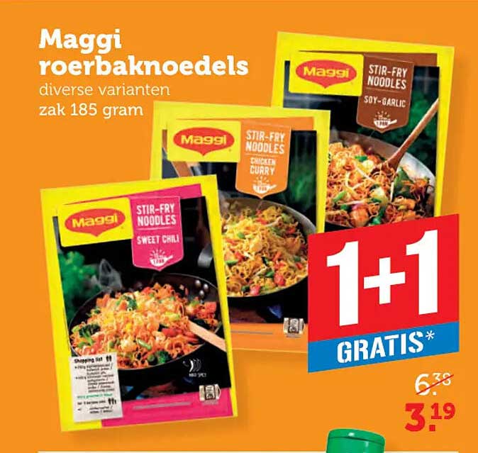 Maggi roerbaknoedels diverse varianten zak 185 gram