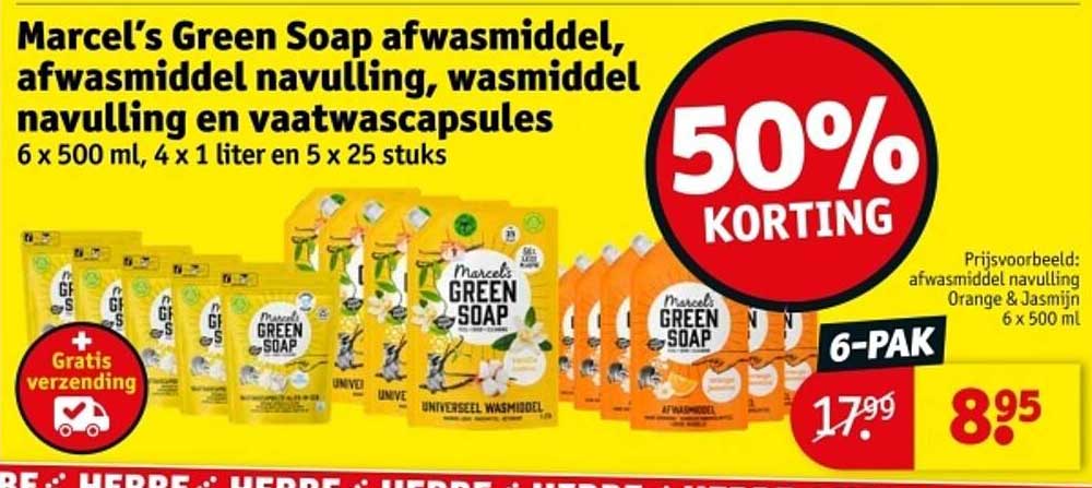 Marcel’s Green Soap afwasmiddel, afwasmiddel navulling, wasmiddel navulling en vaatwascapsules