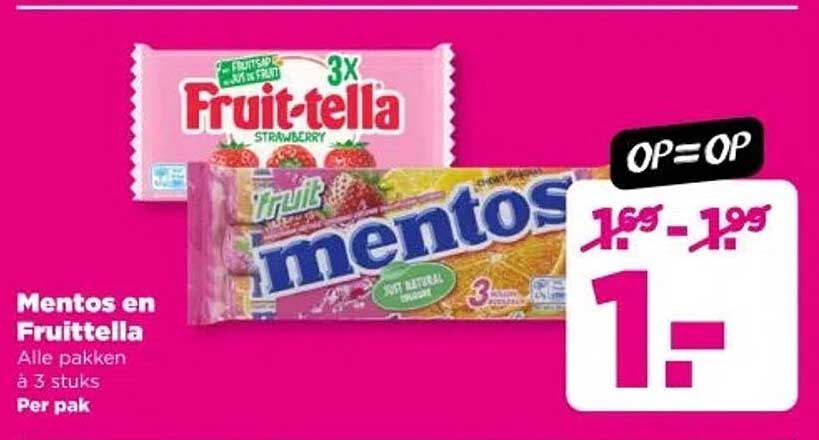 Mentos en Fruittella - Alle pakken à 3 stuks