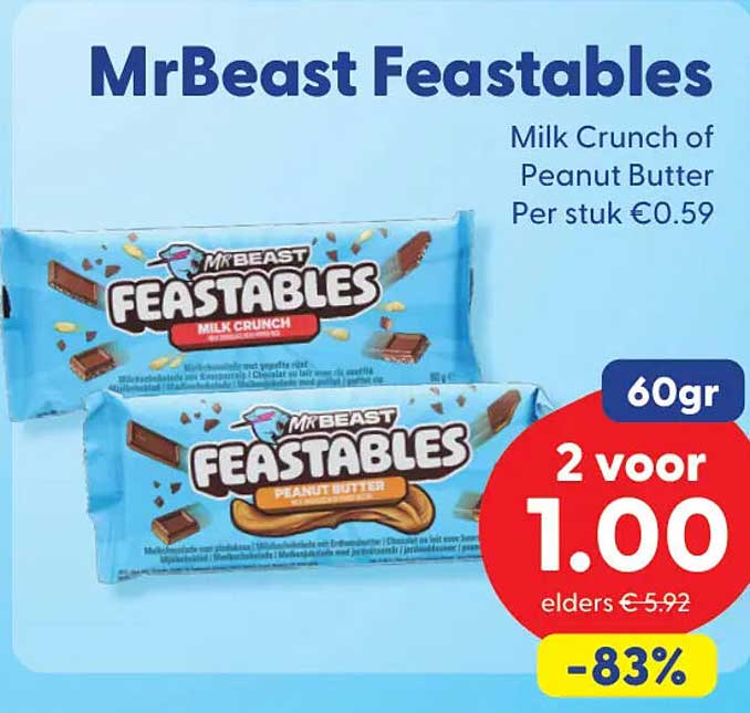 MrBeast Feastables Milk Crunch of Peanut Butter