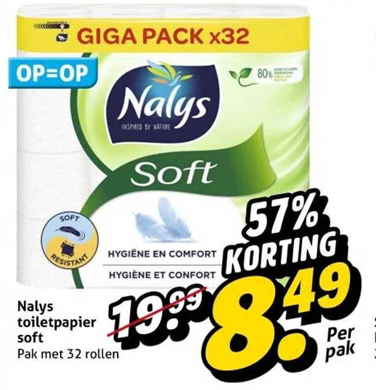 Nalys toiletpapier soft - Pak met 32 rollen