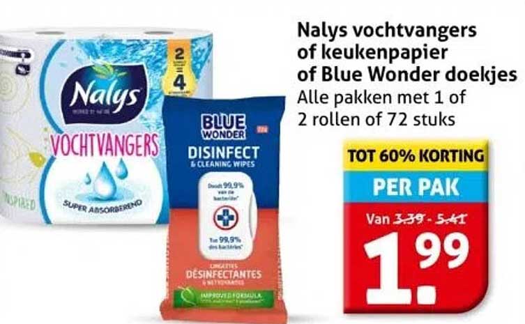 Nalys vochtvangers of keukenpapier of Blue Wonder doekjes