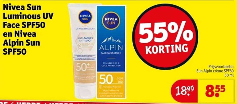 Nivea Sun Luminous UV Face SPF50 en Nivea Alpin Sun SPF50