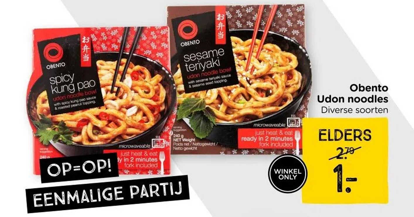 Obento Udon noodles Diverse soorten