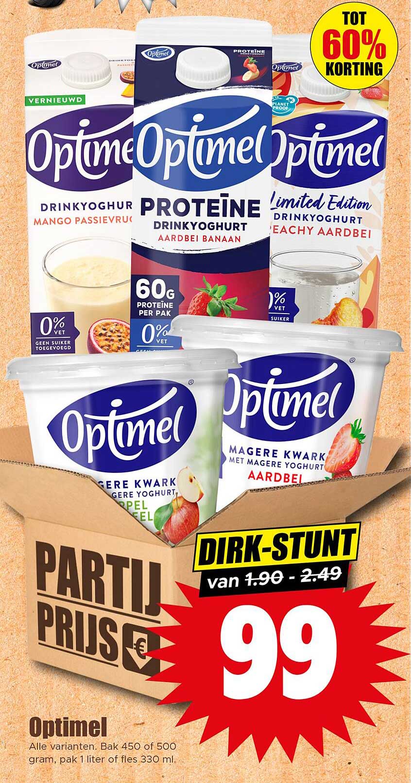 OptiMel Drinkyoghurt en kwark aanbieding