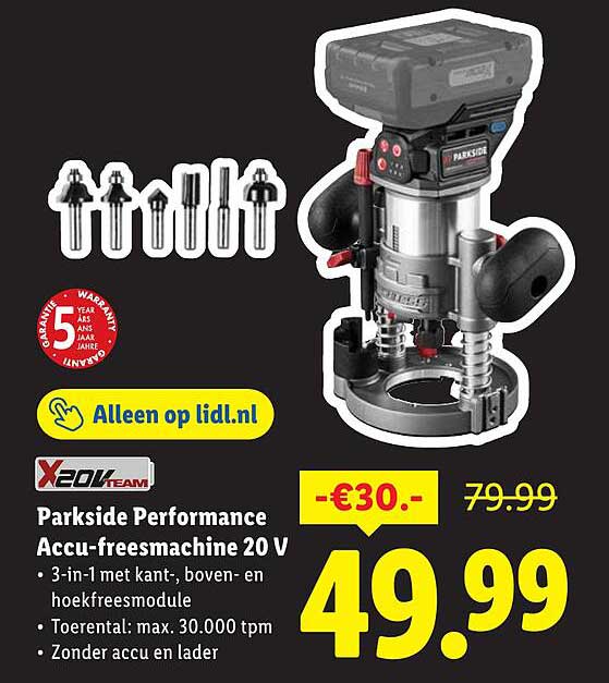 Parkside Performance Accu-freesmachine 20 V