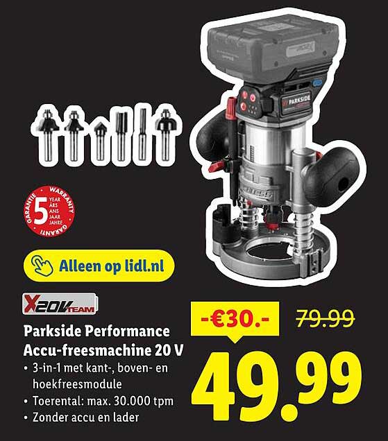 Parkside Performance Accu-freesmachine 20 V