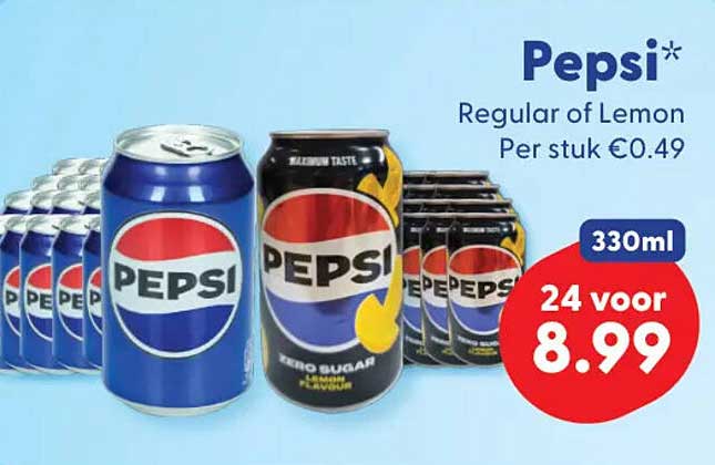 Pepsi Regular of Lemon Per stuk €0.49