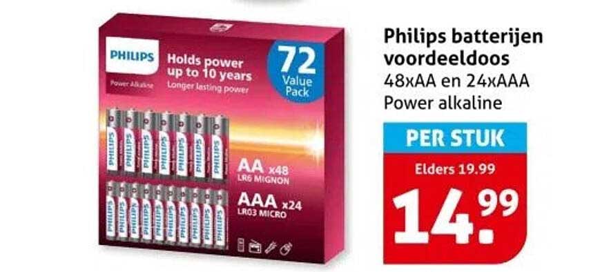 Philips batterijen voordeldoos 48xAA en 24xAAA Power alkalin