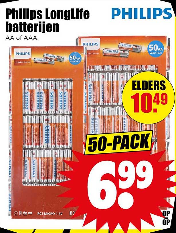 Philips LongLife batterijen AA of AAA