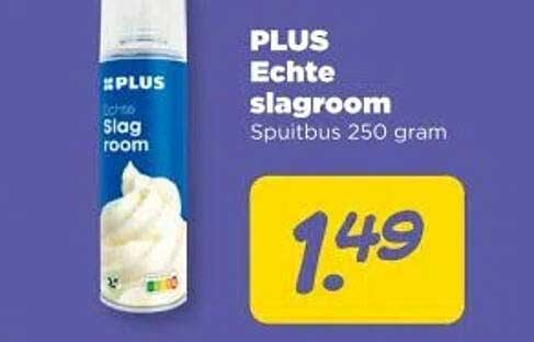 PLUS Echte slagroom Spuitbus 250 gram