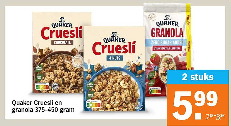 Quaker Cruesli en granola 375-450 gram