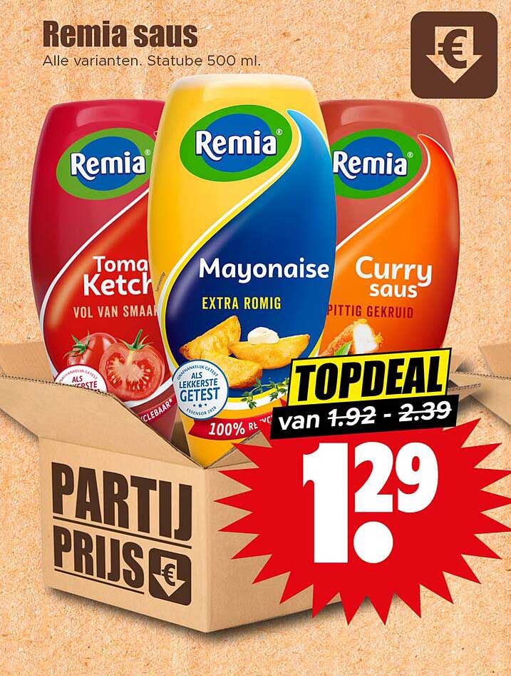 Remia sauzen - Alle varianten. Statuub 500 ml.