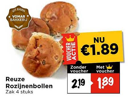 Reuze Rozijnenbollen Zak 4 stukss