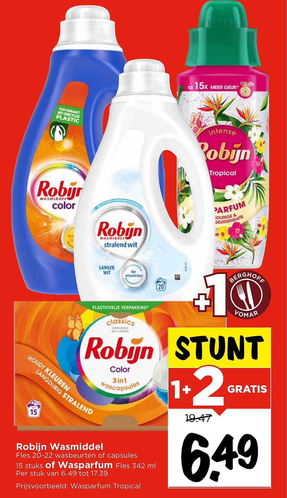 Robijn Wasmiddel Fles 20-22 wasbeurten of capsules 15 stuks