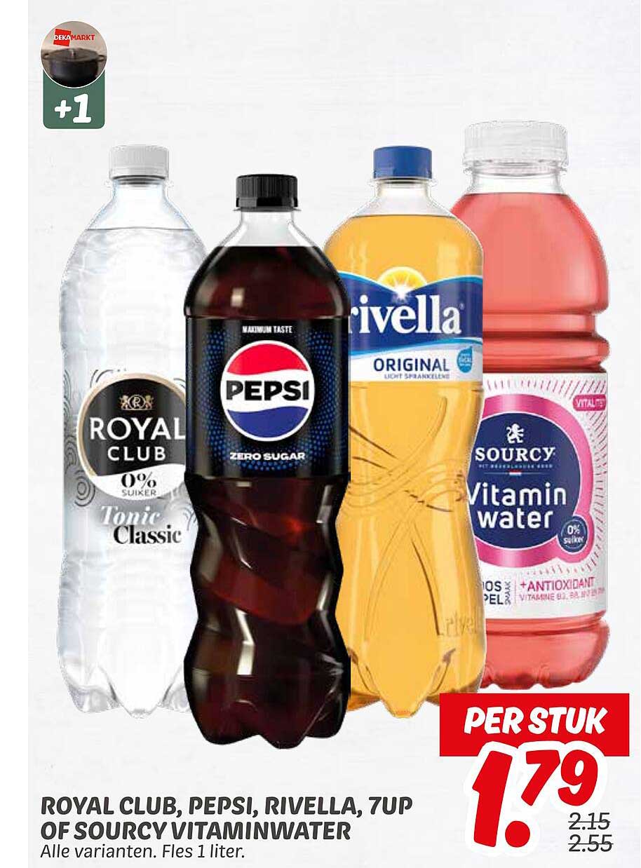 ROYAL CLUB, PEPSI, RIVELLA, 7UP OF SOURCY VITAMINWATER