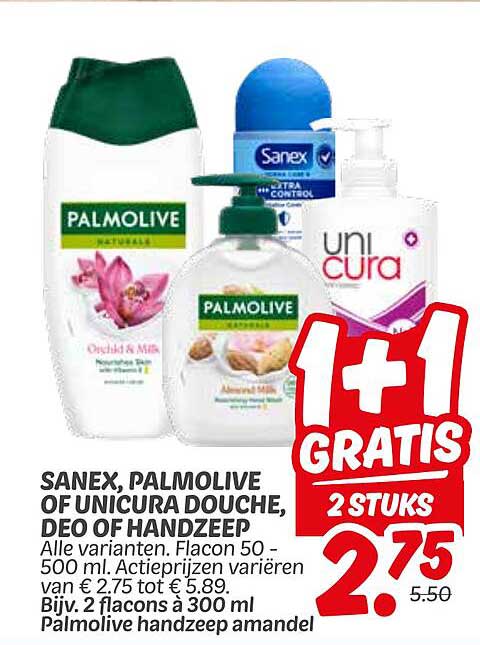 SANEX, PALMOLIVE OF UNICURA DOUCHE, DEO OF HANDZEAP