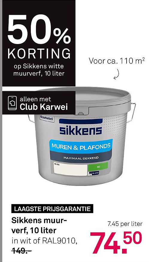 Sikkens muurverf, 10 liter in wit of RAL9010, nu voor 74,50