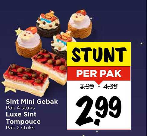Sint Mini Gebak Pak 4 stuks Luxe Sint Tompouce Pak 2 stuks