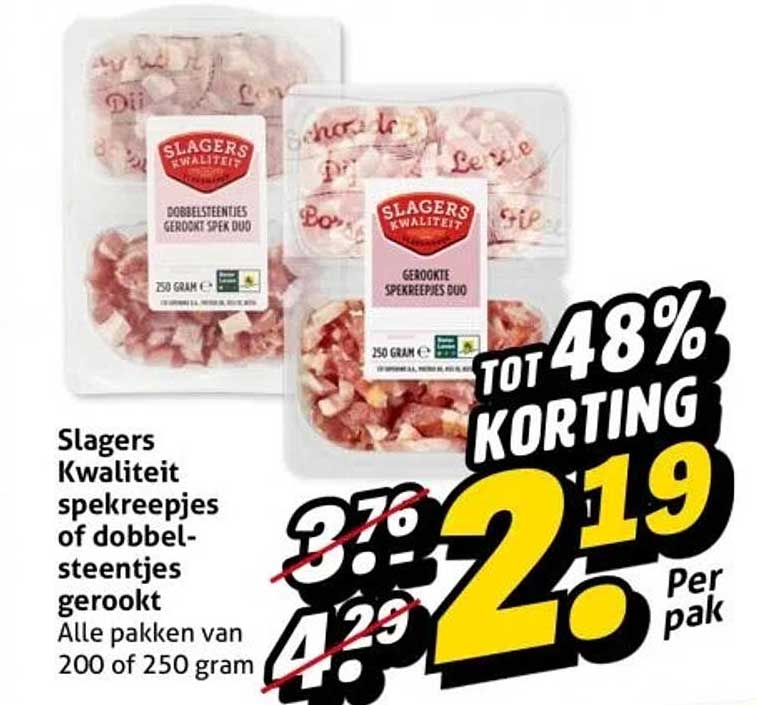 Slagers Kwaliteit spekreepjes of dobbelsteentjes gerookt