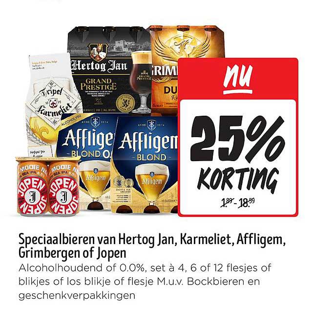 Speciaalbieren van Hertog Jan, Karmeliet, Affligem, Grimbergen of Jopen
